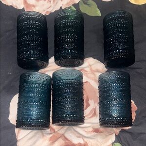 Fortessa Jupiter textured high ball glasses lagoon blue x 6